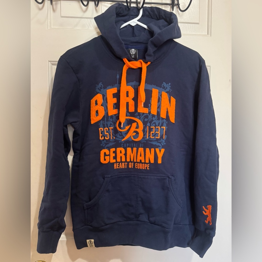 Berlin Navy Hoodie with Orange Accents Size M